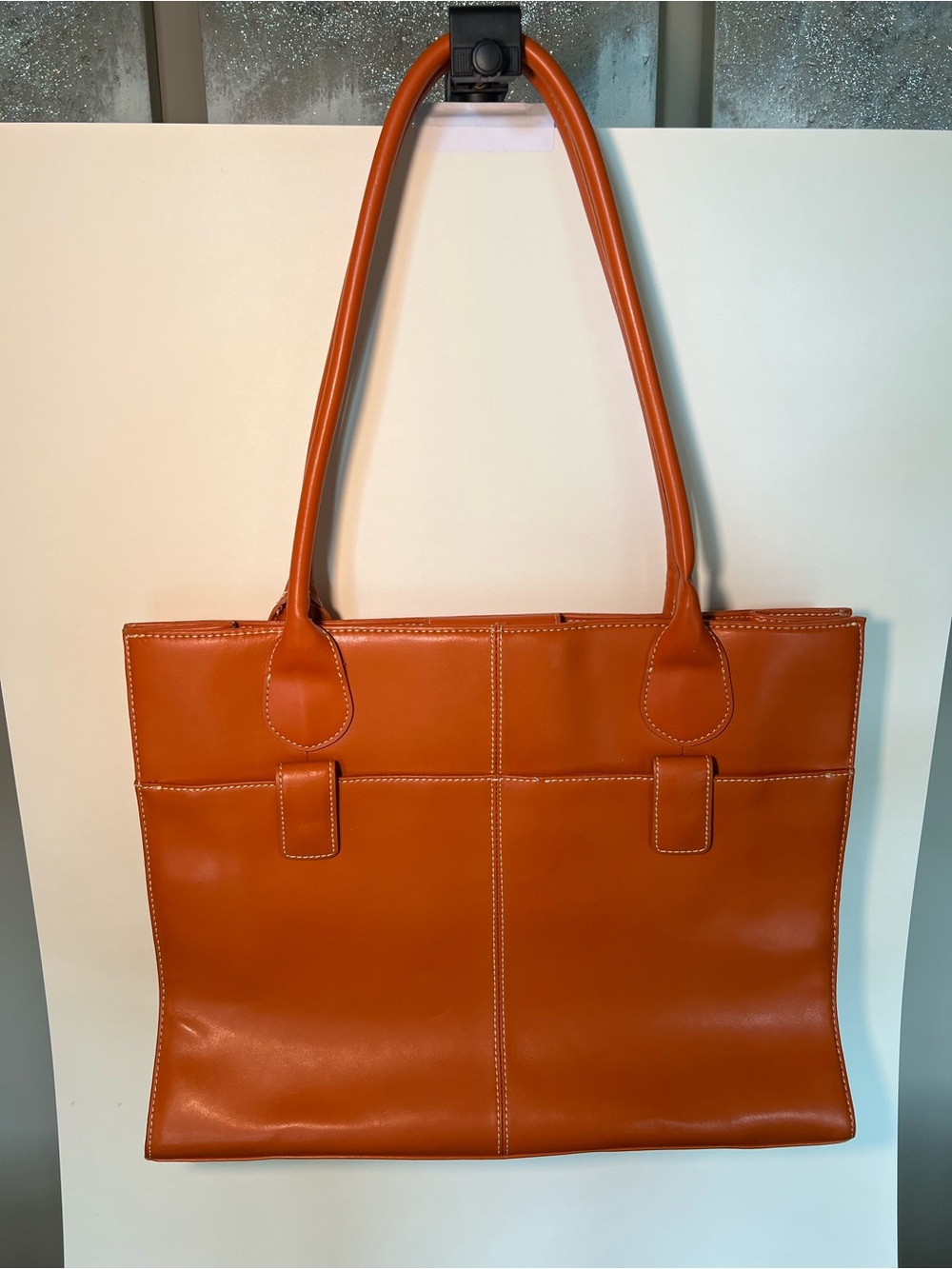 VNTG Wilson’s Leather Genuine Leather Tote - Cognac Orange